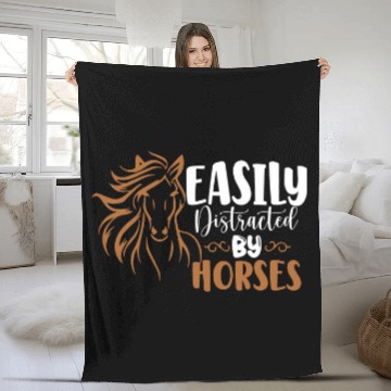 Discover Horse Pet Saddle horseshoe Easily distracted by horses Fleece Blankets