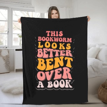 Discover Book Fun This Bookworm Looks Better Bent Over A Baseball Tees Fleece Blankets