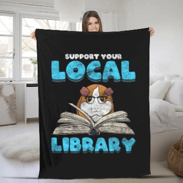 Discover Book Fun Support Your Local Library Guinea Pig Book Fleece Blankets