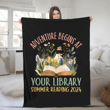 Discover Book Fun Summer Reading Program 04 Adventure Begins at Your Library 6 Fleece Blankets