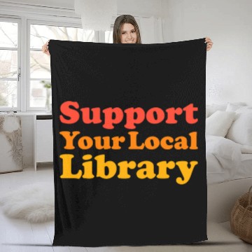 Discover Book Fun Support Your Local Library Book Love Librarian Retro vintages Fleece Blankets