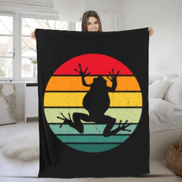 Discover Frog Pet Retro Frog Design for Frog Toad Fans Zip Fleece Blankets