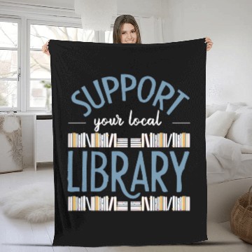 Discover Book Fun Support Your Local Library Library Lover Book Reader 1 Fleece Blankets
