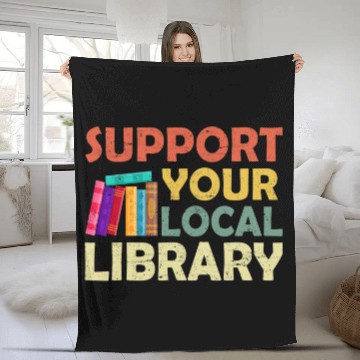 Discover Book Fun Support Your Local Library Book Readers Lovers Reading Fleece Blankets