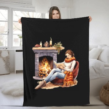 Discover Book Fun In Fireplace Reader Bookworm Girls Women 1 6 Baseball Tees Fleece Blankets