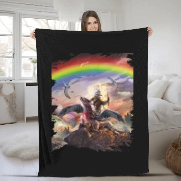 Discover Sloth Pet Riding Dragon Space Rainbow Dinosaur Fleece Blankets