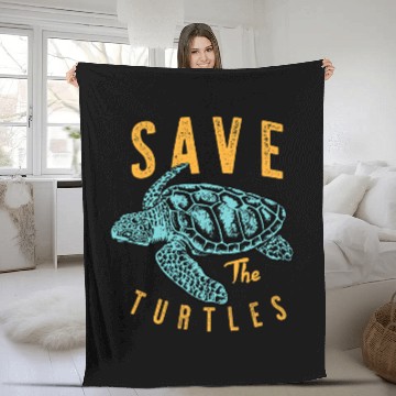 Discover Turtle Pet Save The Turtles Retro Style Sea Life Lovers Fleece Blankets