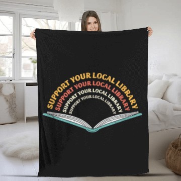 Discover Book Fun Support your Local Library Bookworm Reading Fleece Blankets