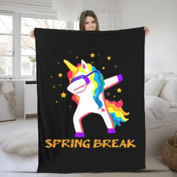 Discover Unicorn Pet  Spring Break Florida School Trip Dab Girl 2 Baseball Tees Fleece Blankets