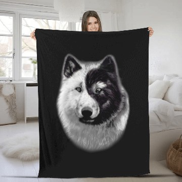Discover Coyote Mammal Ying Yang White Black Zip Fleece Blankets
