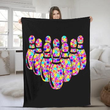 Discover Sport Bowling International Dot Day Colorful Dotted Bowling Pins Fleece Blankets