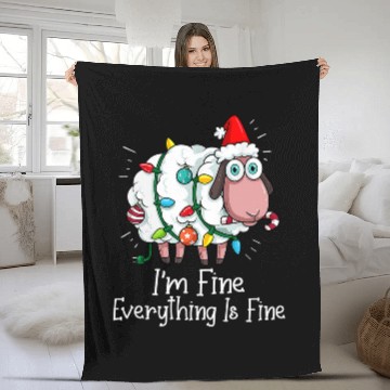Discover Sheep Pet xmass Lights Im Fine Everything Is Fine Christmas PJs Fleece Blankets