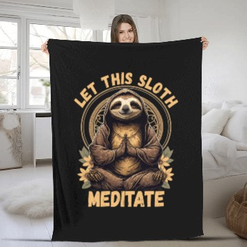 Discover Sloth Pet Gift Buddha Sloth Meditation Namaste Buddhism Buddha Statue Fleece Blankets
