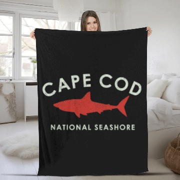 Discover Shark Pet Cape Cod Shark Graphic National Seashore Retro Style Zip Fleece Blankets