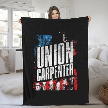 Discover Woodworker Job Union Carpenter Labor Day Skilled Union Worker Laborer 5 Fleece Blankets