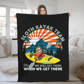 Discover Sloth Pet Gift Kayak Team We Will Get There Funny Kayaking Lover Fleece Blankets