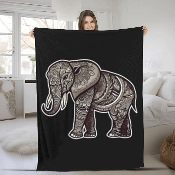 Discover Elephant Pet Henna Patterned Elephant Fleece Blankets