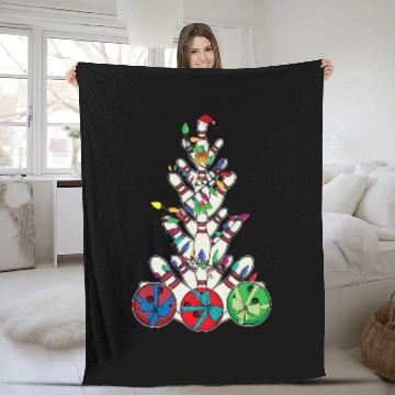Discover Sport Bowling Pin Christmas Tree Bowling Presents Bowling ball Fleece Blankets