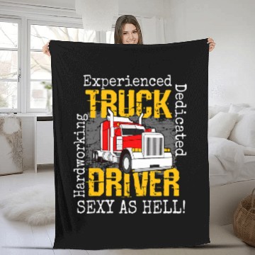 Discover Truck Fun Attributes Trucker Big Rig Trucker Fleece Blankets