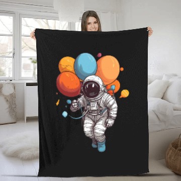 Discover Astronaut Job Holding Planet Balloons Solar System Space Funny Baseball Tees Fleece Blankets