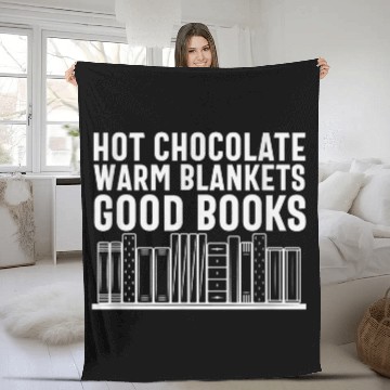 Discover Book Fun Hot chocolate warm blankets good books reading lover Fleece Blankets