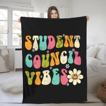 Discover Groovy Student Council Vibes School Student Teacher 1 Fleece Blankets