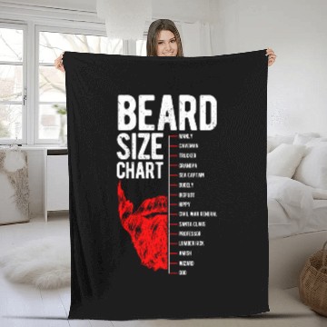 Discover Truck Fun Beard Size Chart Hipster Joke Caveman Trucker Hippy Fleece Blankets