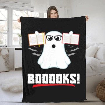 Discover Book Fun Booooks Cute Boo ghosts Reading Book Library FunnyHalloween Fleece Blankets