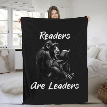 Discover Book Fun Readers Are Leaders Chimpanzee Reading A Fleece Blankets