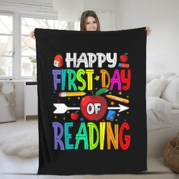Discover Book Fun Happy First Day Of Reading Teacher Students Fleece Blankets