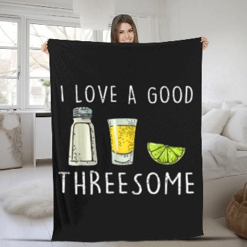 Discover Retro I Love A Good Threesome Bartender Salt Lime Tequila 21 Fleece Blankets