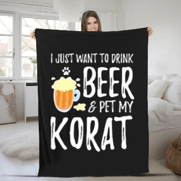 Discover Beer Fun Beer Drinker Korat Cat Funny Cat Mom Gift Idea Fleece Blankets