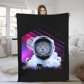 Discover Astronaut Job Cat Astronomy Galaxy Cat Astronaut Fleece Blankets