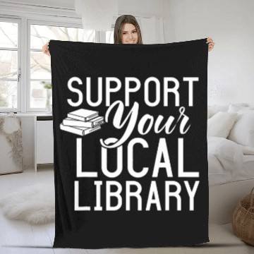 Discover Book Fun Readers Lovers Support Your Local Library Lovers Fleece Blankets