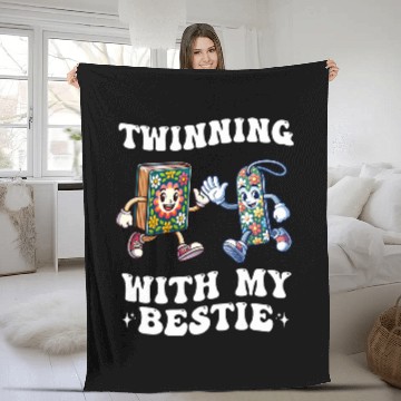 Discover Book Fun Twinning With My bestsie Book and Bookmark Matching Twin Day Fleece Blankets