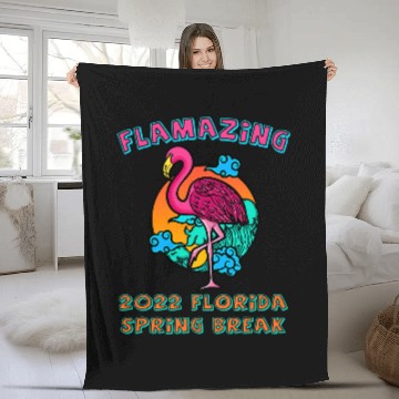 Discover Flamingo Pet Spring Break Matching Retro Cool Amazing Fleece Blankets