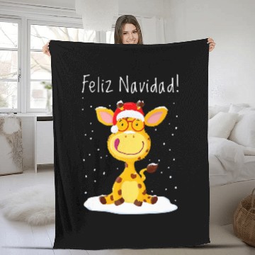 Discover Giraffe Pet Feliz Navidad Says Little Gregor Giraffe Fleece Blankets