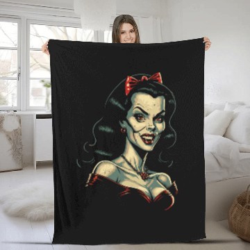 Discover Book Fun Vampire Lady Showing Fangs 1960s Horror Comic Book Style Fleece Blankets