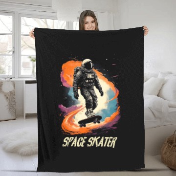 Discover kater Skate Board Skateboarding Astronaut Ramp Trick Fleece Blankets