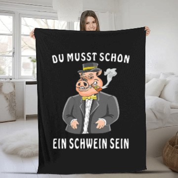 Discover MUSST A PIG BE Suit Chef Pig Capitalism Zip Fleece Blankets