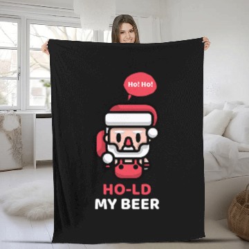 Discover Beer Fun Ho Ho Hold My Beer Inappropriate Santa Computer Game Fleece Blankets