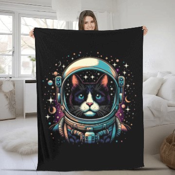 Discover Astronaut Job Cat or Funny Space Cat on Galaxy Cat Lover Baseball Tees Fleece Blankets