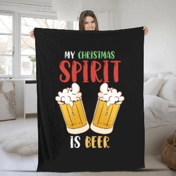 Discover Beer Fun My Christmas Spirit Is Beer 2 Fleece Blankets