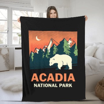 Discover Bear Pet Acadia National Park Forest Bear Fleece Blankets