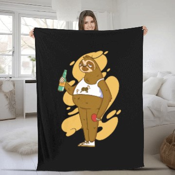Discover Beer Fun Sloth With Table Tennis Bat Beer Ping Pong Table Tennis Fleece Blankets