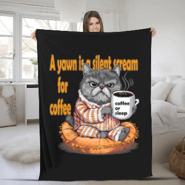 Discover Coffee Fun A yawn is a silent scream for coffee 24 Baseball Tees Fleece Blankets