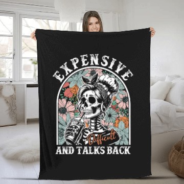 Discover Coffee Fun Expensive Difficult And Talks Back Floral Skeletons Coffee Fleece Blankets