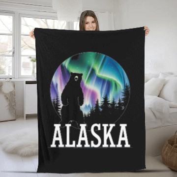 Discover Bear Pet Alaska Northern Lights Bear Aurora Adventure Nature Baseball Tees Fleece Blankets