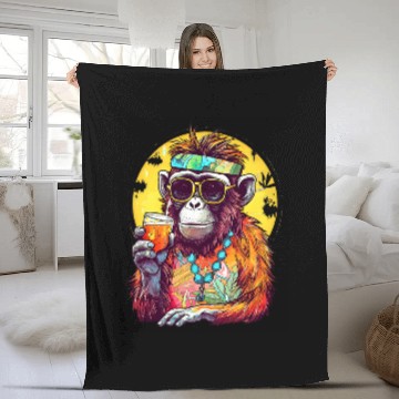 Discover Beer Fun Monkey Drinking Beer Funny Beer Drinker Drunk Gorilla Ape 2 Zip Fleece Blankets
