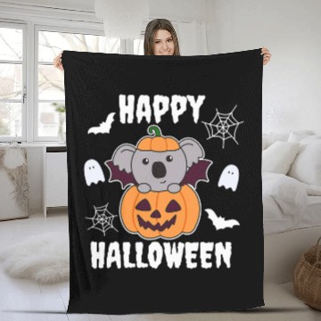 Discover Koala Pet Happy Halloween Pumpkin Bat Koalas Halloween 3 Fleece Blankets